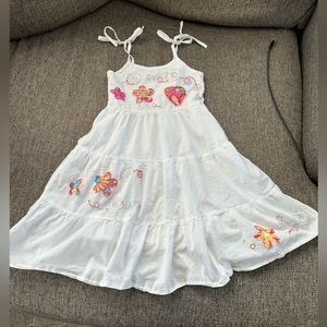 CR Kids Girls size 5 White Embroidered Cotton Sundress Chic Size 5